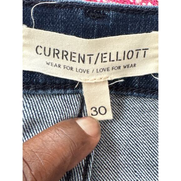 Current/Elliott Wide Leg Crop Jeans Raw Frayed Hem High Rise Size 30 - Picture 6 of 8